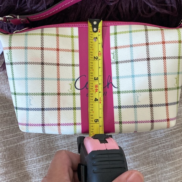 BNWT Tat Top Pink Handle Crossgrain Leather and Coated Canvas Coach Mini Bag - Picture 12 of 13